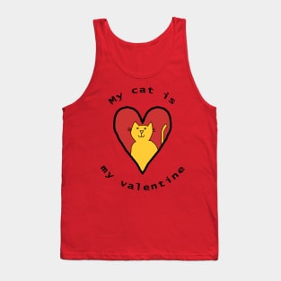 My Cat is My Valentine Funny Yellow Cat Tank Top